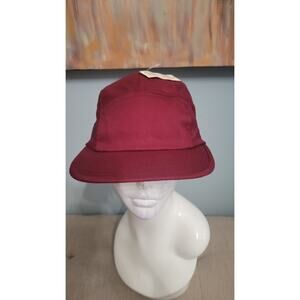 Vintage 80s Made in USA 5-Panel Nylon Strapback Hat – Burgundy Lightweight...
